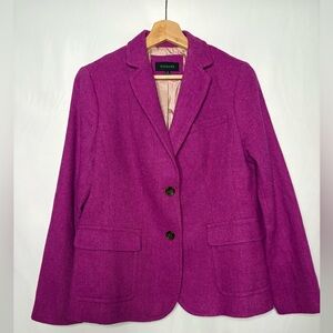 Talbots Blazer Herringbone Wool Fuchsia Size 12